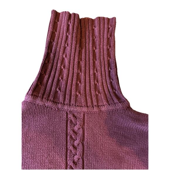 Vintage Bill Blass Jeans Maroon Cable Knit Mock Neck Sweater Women’s Small 80s - Picture 3 of 5
